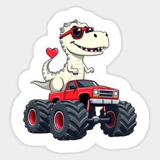 Valentines day Dinosaur Monster Truck with Heart Boys girls Sticker